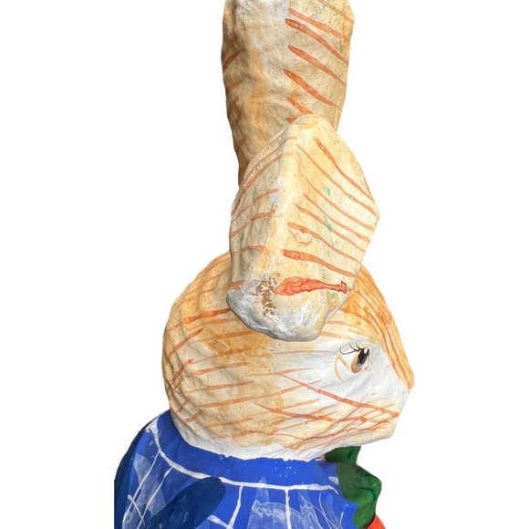 RARE! Vtg Paper Mache Bunnies Vibrant Colors Walmart Handpainted Philippines 12" - Picture 4 of 15